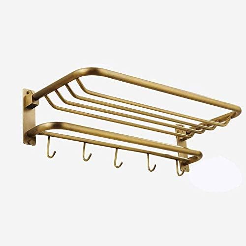 Antique Copper Towel Rack Bathroom Shelf Foldable Two Drilling Installation Tower Hanger/a