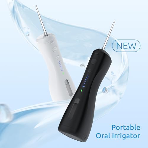 Water Flosser [Dental Cordless Portable] 6 Modes & IPX7 Waterproof Rechargeable Oral Irrigator Water Teeth Cleaner Floss Pick, Home Use WaterFlossers for Braces Bridges/Gum Care (White)