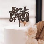 Graduation Cake Topper So Proud of You Cake Topper Wooden Brown Party Decoration Supplies Acrylic Graduate Cake Toppers