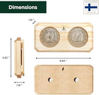 Northwood Sauna - Sauna Thermometer and Hygrometer 2 in 1 - Fahrenheit & Celsius - Handmade from Finnish Pine Wood - Luxurious Golden Metal Dials