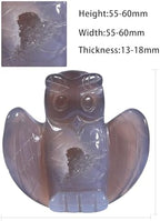 Nupuyai Natural Crystal Agate Druzy Geode Stone Owl Statue, Hand Carved Stone Animal Figurine Specimen Collectible Ornament for Home Office Decoartion Indoor Outdoor Garden