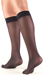 Truform Sheer Compression Stockings, 8-15 mmHg, Women's Knee High Length, 20 Denier, Black, Large
