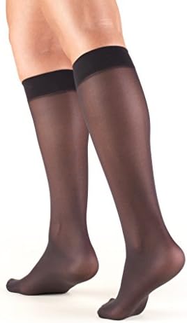 Truform Sheer Compression Stockings, 8-15 mmHg, Women's Knee High Length, 20 Denier, Black, Medium
