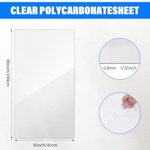Clear Plexiglass Roll 16×96In Thin 1/32In PET Hard Plexiglass Roll for Craft Projects Easy-Process Transparent Flexible Plastic Blanks for Picture Frames