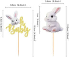 Ercadio 24pcs Cake Topper, Happy Easter Bunny Themed Cupcake Picks for Spring Birthday, Baby Shower Party Supplies