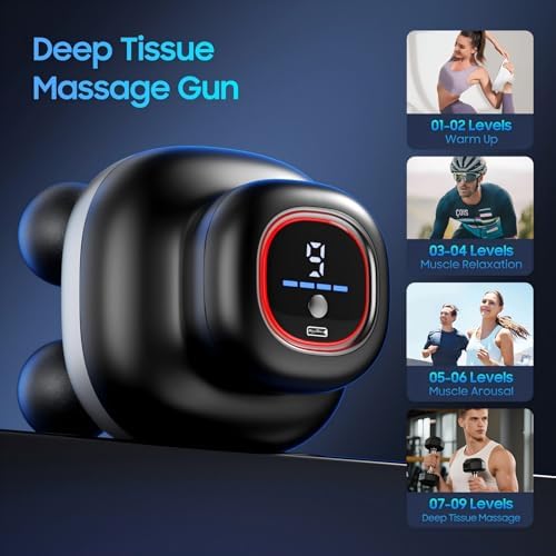 Massage Gun – Electric Body Massager with 4 Heads, Handheld Percussion Muscle Massager, Deep Tissue Back Massager for Muscle Relaxation, Powerful Full Body Electric Massager Tool for Men and Women