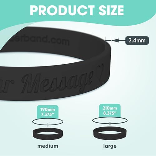 Reminderband Personalized Silicone Wristbands, Custom Silicone Bracelets, Customizable Bracelet, Custom Bracelets Rubber, Customized Rubber Bands 1/2 Inch Classic Bands