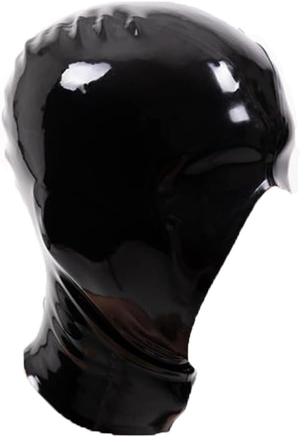 LEIMI Latex Hood Men's Rubber Full Face Party Mask with Nose and Jaw Open Latex Mask 0.4mm