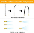 Buyplus Gutter Cleaner Tools from The Ground, Rain Gutter Cleaner Hose Attachment with Extension Poles Up to 8FT, Bendable Gutters Wand | 5 Spray Patterns, Perfect for Garden Hose