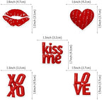 50 PCS Edible Valentine's Day Cupcake Toppers with Lips Wafer Paper Red XOXO Love Kiss Me Be Mine Cupcake Picks Edible Valentine's Day Party Decorations for Love Hearts Theme Party Supplies
