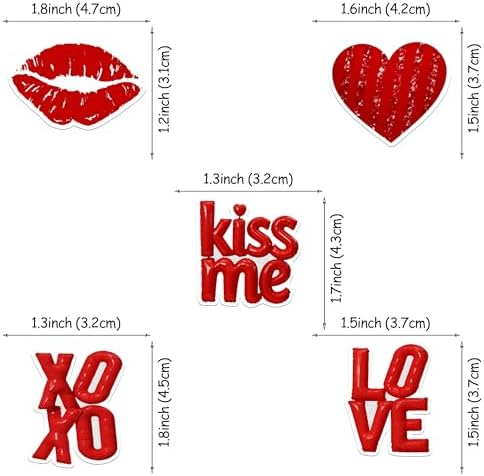 50 PCS Edible Valentine's Day Cupcake Toppers with Lips Wafer Paper Red XOXO Love Kiss Me Be Mine Cupcake Picks Edible Valentine's Day Party Decorations for Love Hearts Theme Party Supplies
