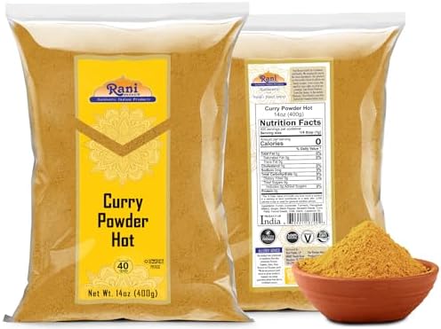 Rani Curry Powder Hot (11-Spice Authentic Indian Blend) 14oz (400g) ~ All Natural | Salt-Free | Vegan | No Colors | Gluten Friendly | NON-GMO | Kosher | Indian Origin