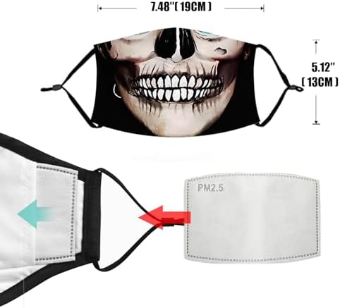 M-YOUNG Skull Face Reusable Balaclava Facial Decorations Bandanas Lightweight Funny Skeleton Scarf for Women and Men