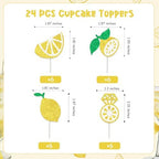 25PCS Lemon Bridal Shower Cake Decorations, She Found Her Main Squeeze Cake Topper and Lemonade Cupcake Toppers, Glitter Fruit Theme Wedding Engagement Bachelorette Birthday Party Supplies