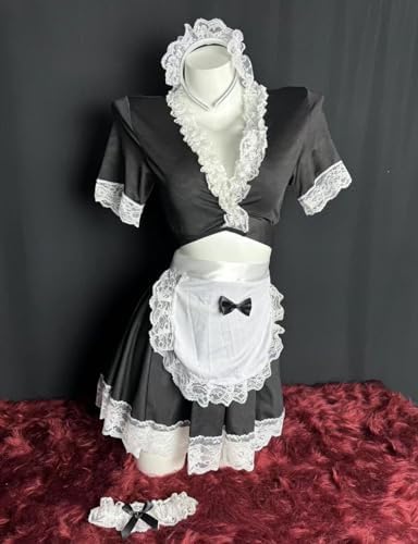 JasmyGirls Maid Outfit Naughty Cosplay Lingerie Halloween French Maid Dress Sissy Apron
