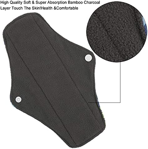 PHOGARY Reusable Menstrual Pads, Bamboo Cloth Pads for Heavy Flow with Wet Bag, Large Sanitary Pad Set with Wings for Women, Washable Overnight Cloth Panty Liners Period Pad (7 in 1, 25.4cm 4 Layers)