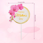 12 Pieces Happy Mother's Day Cake Toppers Flower Cupcake Topper for Mother's Day Birthday Cake Decoration Party Supplies (Style 3)