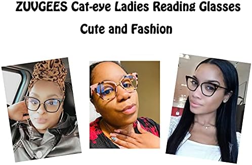ZUVGEES 2 Pack Womens Cute Oversized Cat Eye Blue Light Blocking Reading Glasses Computer Readers