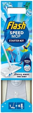 Flash Speedmop Wet Mop Floor Cleaner Starter Kit for Cleaning Floors with Scrubbing Action, Includes: 1 Mop, 6 Wet Lemon Refills