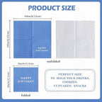 Vuzvuv 52 Pack Silver Foil Happy Birthday Cocktail Napkins - Birthday Party Dinner Hand Napkin for Party Supplies Decorations Table Decor for women man(5" Folded 3 Ply-Navy Blue)