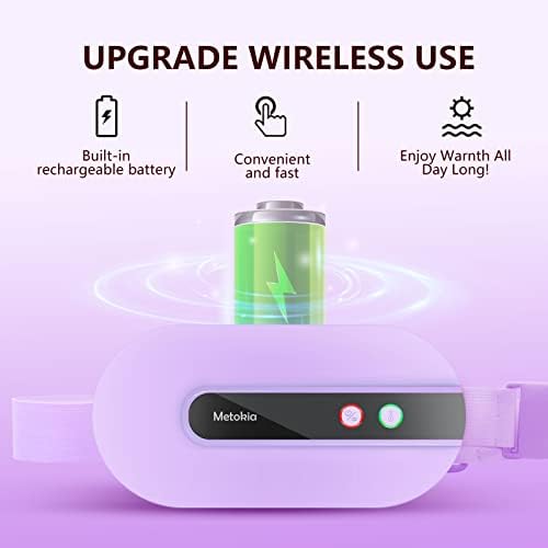 Portable Cordless Heating Pad, Electric Waist Belt Device, Heating Pad for Back Pain with 3 Modes, Portable Electric Fast Heating Belly Wrap Belt for Women and Girl(Purple)