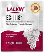 Lalvin EC-1118 Wine Yeast (5 Pack) - Champagne Yeast - Make Wine Cider Mead Kombucha At Home - 5 g Sachets - Saccharomyces cerevisiae - Sold by CAPYBARA Distributors Inc.