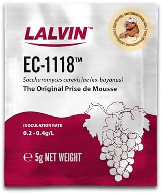 Lalvin EC-1118 Wine Yeast (5 Pack) - Champagne Yeast - Make Wine Cider Mead Kombucha At Home - 5 g Sachets - Saccharomyces cerevisiae - Sold by CAPYBARA Distributors Inc.