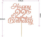 Rose Gold Glitter Happy 22nd Birthday Cake Topper-Hello 22,Cheers to 22 Years,Feeling 22,22nd Birthday/Anniversary Party Decorations