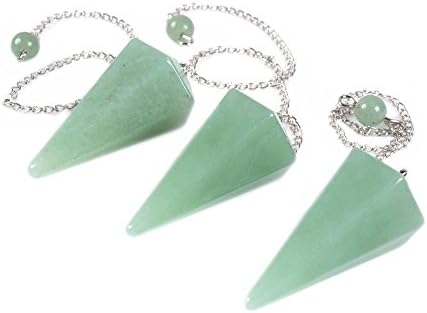 Justinstones Natural Aventurine Gemstone Hexagonal Pointed Reiki Chakra Pendant Pendulum
