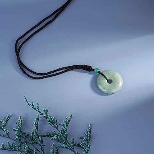 Donut Pendant Necklace Crystal and Healing Stone Reiki Coin Black Obsidian Stone Pendant Necklace Natural Gemstone Jewelry Adjustable Crystal Necklace for Women Men Valentines Day Gift for Her Him