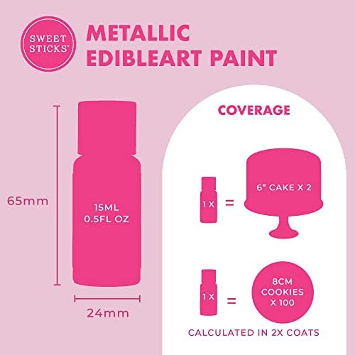 Sweet Sticks Edible Art Decorative Cake Paint 0.5 Ounce (15 Milliliters), Metallic Rose Gold