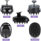 Sosoon Scalp Massager Shampoo Brush, Hair Scalp Scrubber Shower Hair Brush Head Massager for Stress Relax Hair Growth, Dandruff Brush Scalp Exfoliator for Women Men Kids Pets, Black