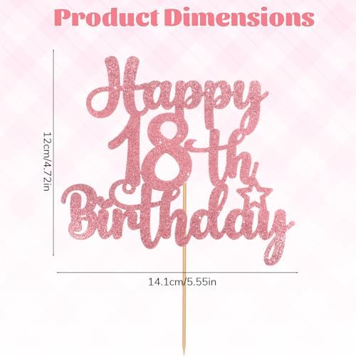 1PCS Happy 18th Birthday Cake Topper, Glitter Rose Gold 18th Birthday Decorations for Girls, Happy 18th Birthday Decorations, Perfect Gifts for 18 Year Old Girl, Party Supplies