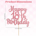 1PCS Happy 18th Birthday Cake Topper, Glitter Rose Gold 18th Birthday Decorations for Girls, Happy 18th Birthday Decorations, Perfect Gifts for 18 Year Old Girl, Party Supplies