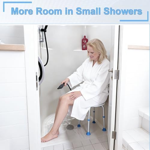 SOUHEILO Adjustable Shower Chair for Inside Shower, HSA/FSA Eligible Round Shower Stool for Inside Bathtub, Tool-Free Shower Seat for Elderly/Senior/Disabled/Pregnant