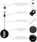 QREEL - 2 Pack - Retractable ID Name Badge Holder Reels with Swivel Alligator Clip (Black)