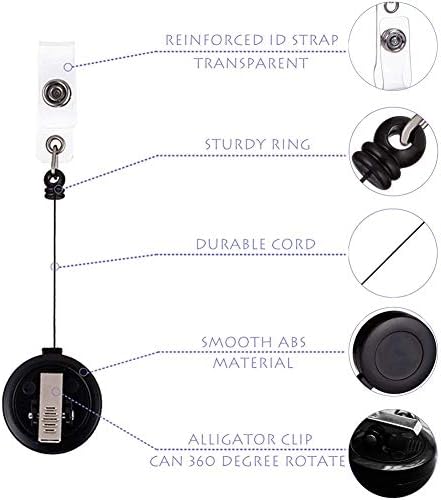 QREEL - 2 Pack - Retractable ID Name Badge Holder Reels with Swivel Alligator Clip (Black)