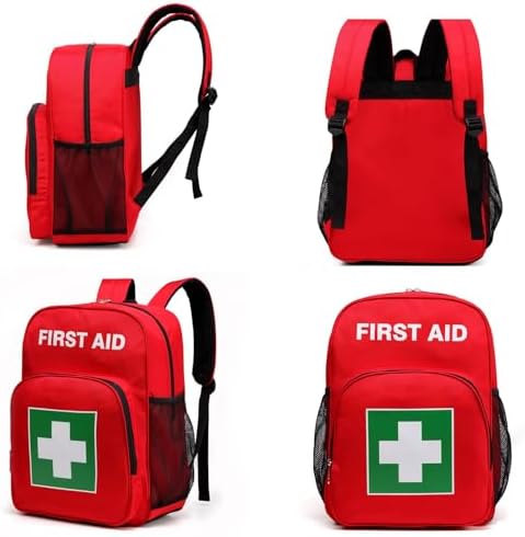 Gatycallaty First Aid Backpack Waterproof Empty Emergency Bag for Home Car Travel Camping Sports Office (Red)