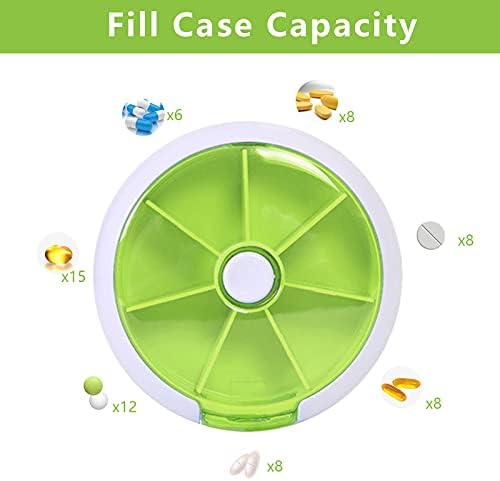 Pill Organizer Weekly,INVODA Pill Case 7 Day 3 Times Medicine Pill Dispenser,Push Button Rotate Pill Planner with 7 Compartments
