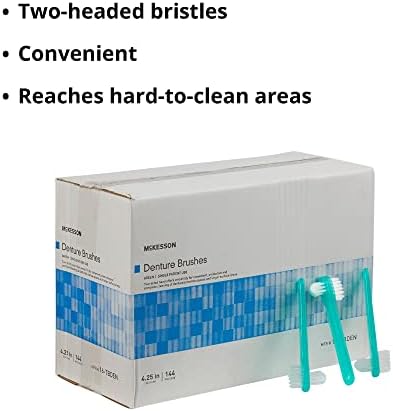 McKesson Denture Brushes 2-Sided Bristle, Green, 144 Count