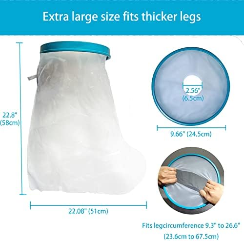 Tideshake - 100% Waterproof Extra Wide Leg Cast Cover for Showering, Reusable Extra Large Adult Short Leg Cast Protector, Cast Bag for Shower, Cast Cover for Showering Foot
