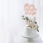 A Little Butterfly is on Her Way Cake Topper - Gender Reveal Baby Shower Cake Decor, Welcome Baby Girl, Butterfly Baby Shower Party Supplies, Rose Gold Glitter