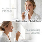 Sonic Electric U Shaped Toothbrush for Adults, Automatic Full Mouth Cleaning Toothbrush, 360° Stain Removal, IPX7 Waterproof Rechargeable, 3 U-Shape & 2 Straight Brush Heads (White - Cup)