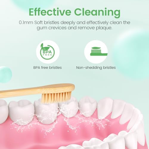 Daletu Bamboo Toothbrushes Soft Bristles 10 Pack, Biodegradable BPA Free Soft Bristles Toothbrushes for Adult, Eco-Friendly, Natural Wooden Organic Toothbrush