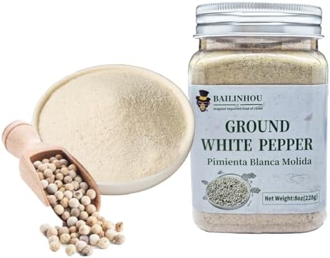 BAILINHOU Chinese Ground White pepper 8oz/228g Fine Grain white pepper powder chinese, White Peppercorns Powder, Ground White Peppercorns imported of china