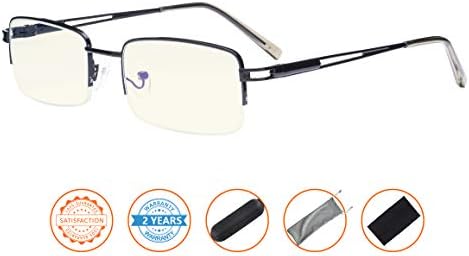 CessBlu Half-Rim Blue Light Filter Glasses Anti Screen Glare UV Rays for Men Women Reading Computer