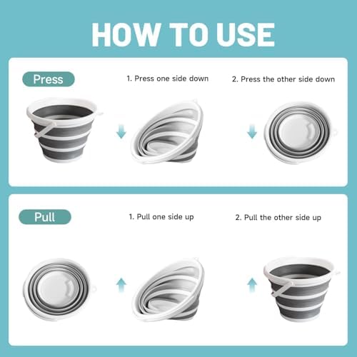 10L/2.6Gal Collapsible Water Bucket Towel Included - Portable Foldable Pail with Space-Saving Design for Car Wash, Cleaning, Camping, Fishing & Outdoor Activities