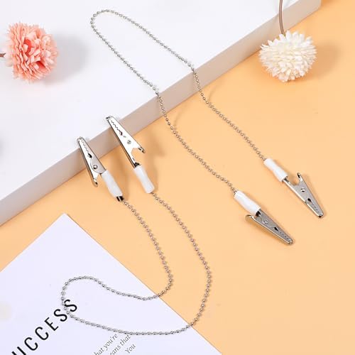 2 PCS Dental Bib Clips Adjustable Bib Holder Reusable Napkin Clips for Running, Dining, Hair Salons, Silver