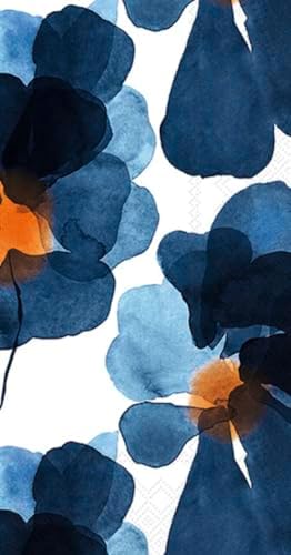 IHR Marimekko 3-Ply Deluxe Paper Napkins, 16-Count Guest Towel | Buffet, Valssi Blue