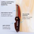 ZEUS Folding Mustache Comb for Men, Handmade Saw-Cut Pocket Comb for Men’s Beard & Moustache Grooming, Compact & Travel Friendly (Traditional) K11